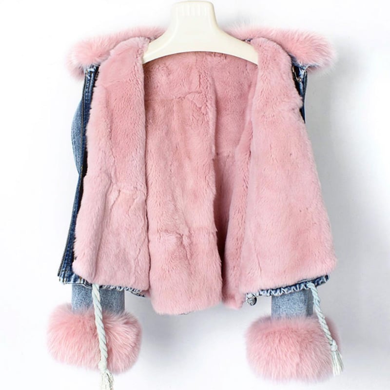 ボリュームカフス&インナーファーワークデニムジャケット/アウター