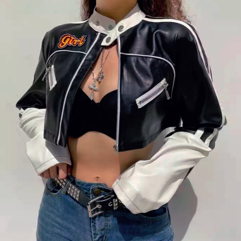 クロップドレザーレーサージャケット/S.M.L/2022SS | trendgossip クロップドレザーレーサージャケット/S.M.L/2022SS | trendgossip