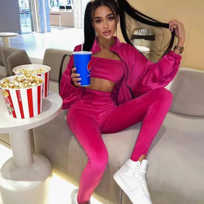 パーカーセットアップ　ベルベット ベルベットドルマンパーカー＆トレンカスリーピースセットアップ