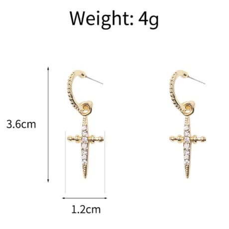 【即納☆送料無料】スティッククロスラインストーンフープピアス/アクセサリー/2021SS