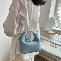 ストラップ付きパールハンドルミニレザーバッグ/鞄/6色展開/2023SS