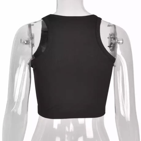 【送料無料】ダブルクロスクロップドリブタンクトップ/4色展開/S.M.L/2023SS