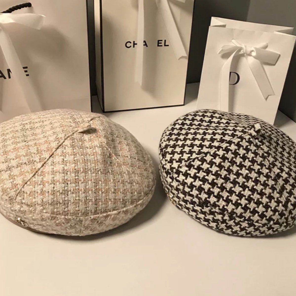 pium ベレー帽 千鳥柄 千鳥柄リボンベレー – pium