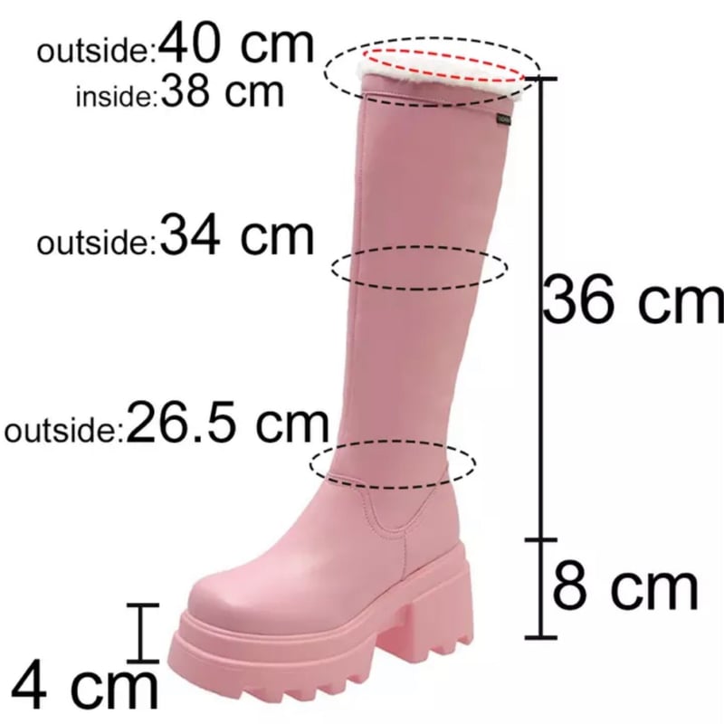 ポイントカラーファー厚底ロングブーツ/3色展開/22〜24.5cm/2022AW