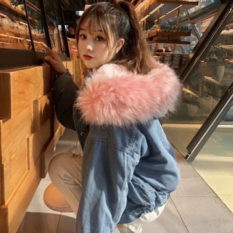 インナーファーデニムブルゾン/ファーコート/3色展開/S～XXL | trendgossip