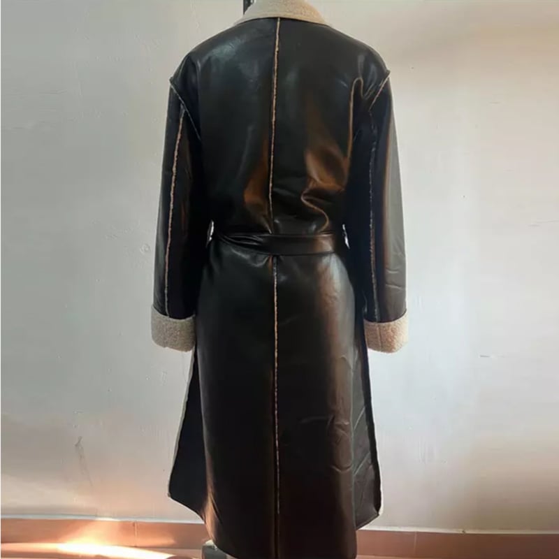 インナーボアファーブラックスエードロングコート/S〜XL/2022AW 
