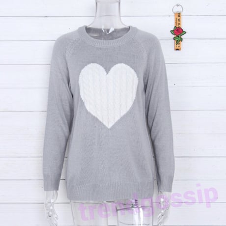 フロントハートケーブルニット/4色展開/S～XL