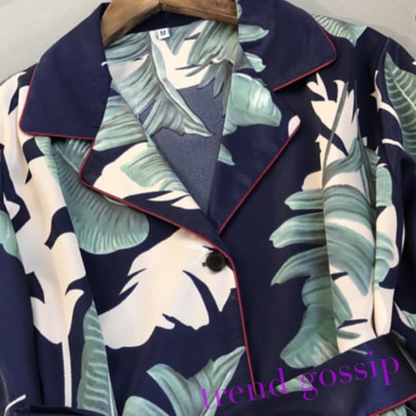 リーフ柄ガウンパジャマ/ルームウェア/2色展開/M.L.XL/2020SS