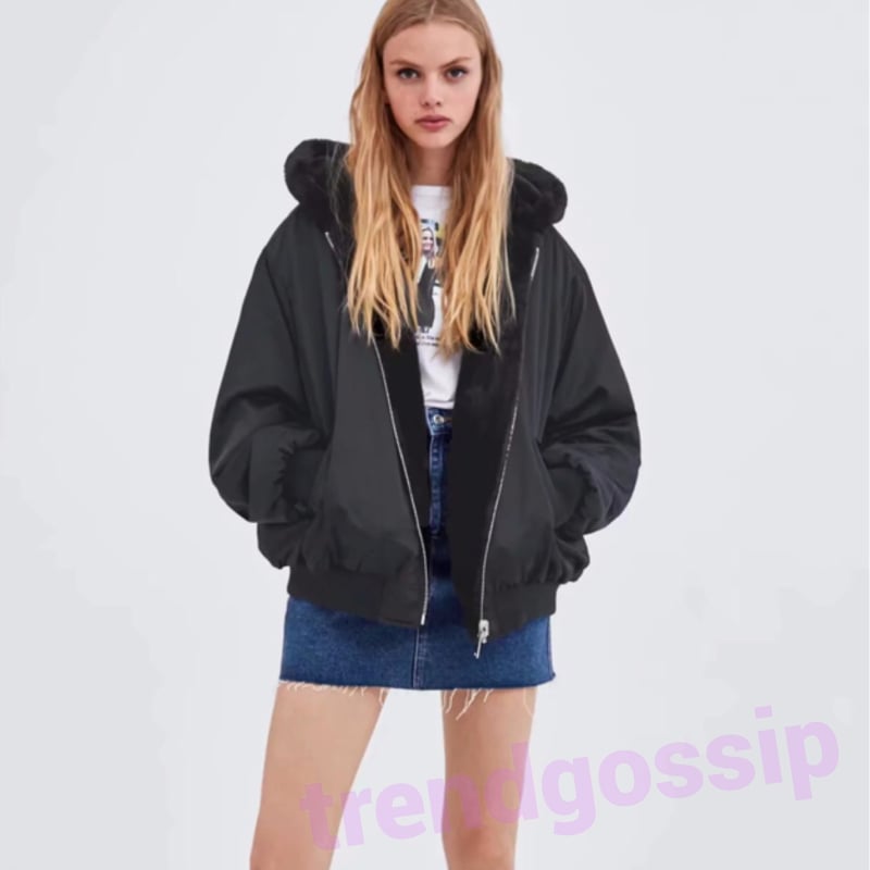 リバーシブルフェイクファーボンバージャケット/アウター/2色展開