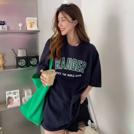 RANGARグリーンロゴオーバーサイズTシャツ/3色展開/S.M.L/2023SS