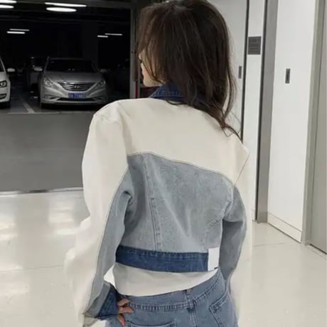 コントラストパッチワークデニムジャケット/S.M.L/2023SS