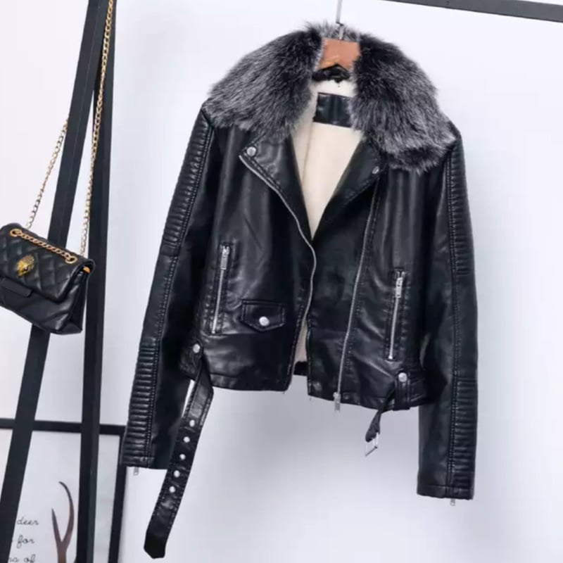 ライダース　ボア　新品S ライダースジャケット レディース レザージャケット ブルゾン