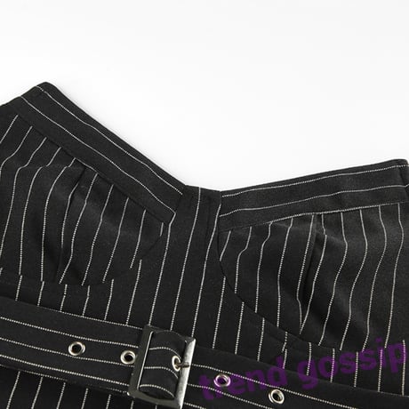 【送料無料】ブラックストライプクロップドベアビスチェ/S.M.L/2019AW