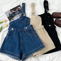 ワンストラップデニムサロペット/ショートパンツ/3色展開/S〜XL/2023SS