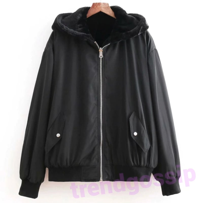 リバーシブルフェイクファーボンバージャケット/アウター/2色展開