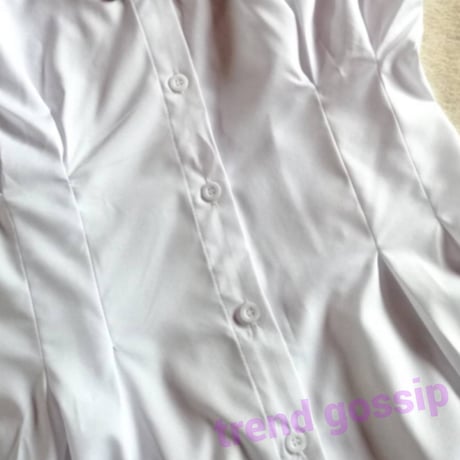 【White即納】ウエストプリーツシャーリングシャツワンピース/2色展開/S～XL