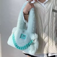 カラーチェーン付きふわふわファーバッグ/鞄/5色展開/2022AW