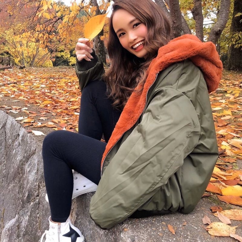 リバーシブルフェイクファーボンバージャケット/アウター/2色展開