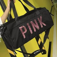 PINKスパンコールロゴナイロンスポーツバッグ/鞄/2色展開/2019AW