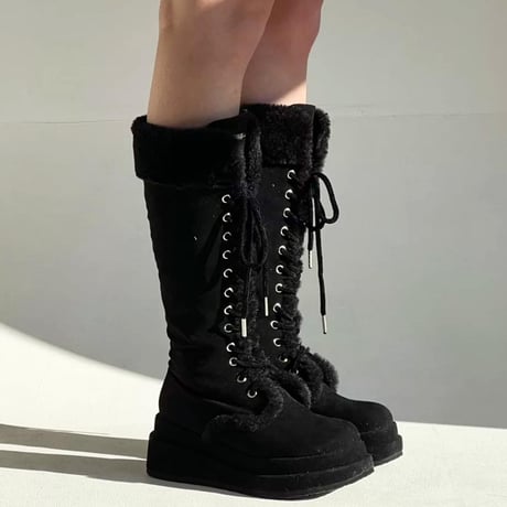 ダブルソールファー付きレースアップムートンブーツ/2色展開/2022AW
