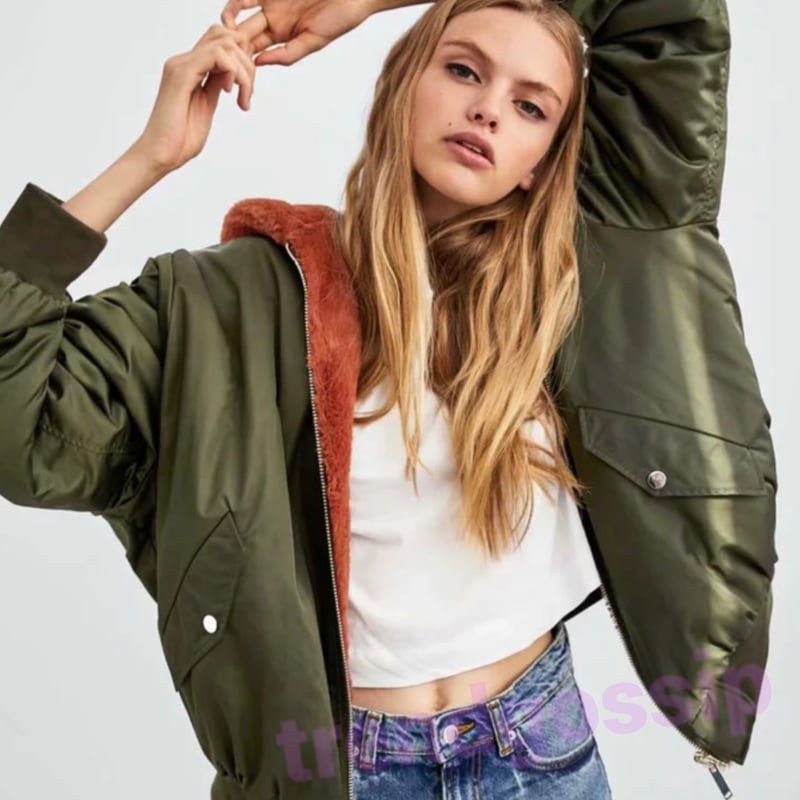 リバーシブルフェイクファーボンバージャケット/アウター/2色展開