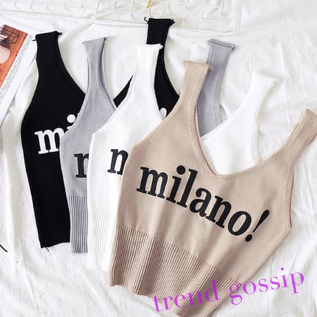 milanoロゴクロップドニットタンク/4色展開/2020SS