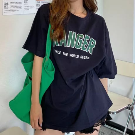 RANGARグリーンロゴオーバーサイズTシャツ/3色展開/S.M.L/2023SS