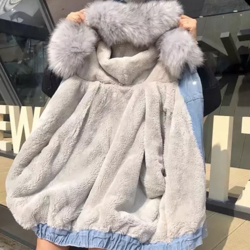 インナーファーデニムブルゾン/ファーコート/3色展開/S～XXL | trendgossip