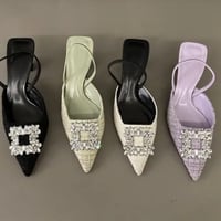 スクエアビジュー付きツイードパンプス/4色展開/22.5〜24.5cm/2023SS