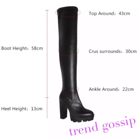 【即納】ブラックスムースレザーチャンキーニーハイブーツ/23〜25.5cm/2021SS