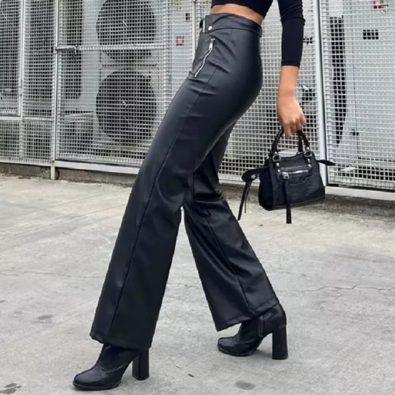 ブラックライダースレザーフレアパンツ/S.M.L/2022AW | trendgossip ブラックライダースレザーフレアパンツ/S.M.L/2022AW | trendgossip