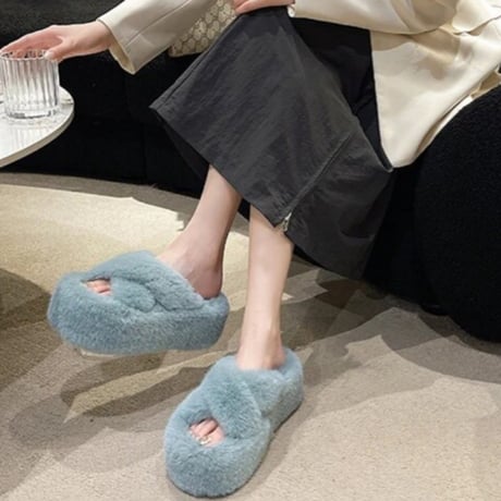 ふわふわクロスファーボリューム厚底サンダル/6色展開/S〜LL/2023AW