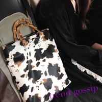 バンブーハンドルカウ柄トートバッグ/鞄/Bag/2020SS