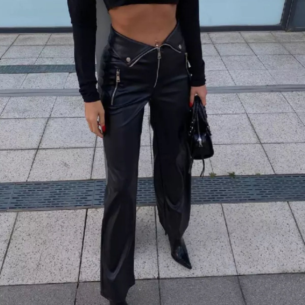 ブラックライダースレザーフレアパンツ/S.M.L/2022AW | trendgossip ブラックライダースレザーフレアパンツ/S.M.L/2022AW | trendgossip