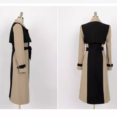 ブラックラインバイカラートレンチコート/S〜XL/2022SS