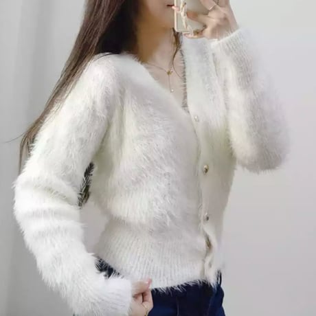 モヘアファーニットカーディガン/3色展開/ ワンサイズ/2022AW