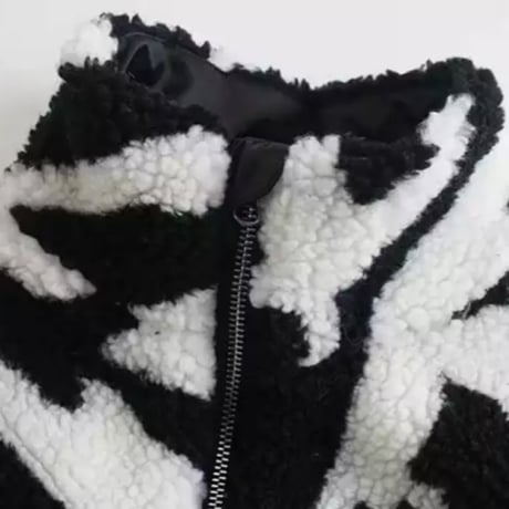 【M即納】ゼブラ柄クロップドファージャケット/S.M.L/2021AW