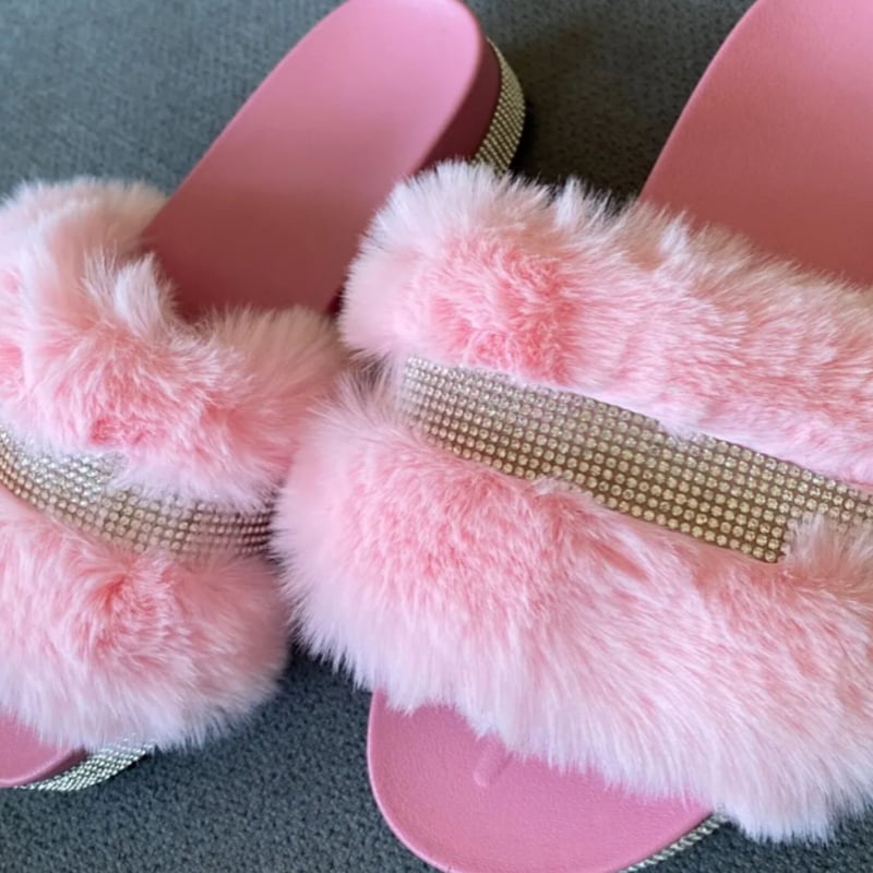 pium フリルベルトドーリーファーサンダル ピンク フリルベルト