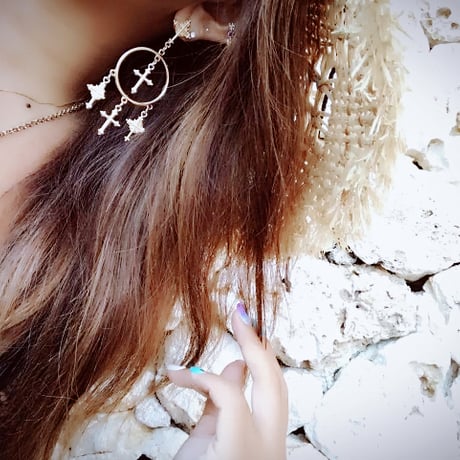 【即納☆送料無料】リングクロスゴールドピアス/アクセサリー