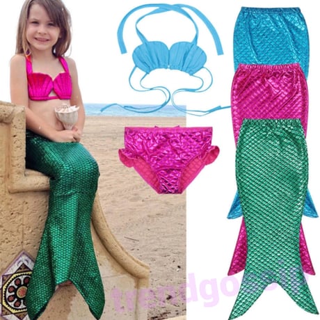 【送料無料】kidsマーメードビキニ3点セット/人魚/100～150cm/アリエル