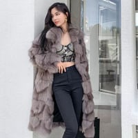 ゴージャスパッチワークファーロングコート/2色展開/XS〜 XL/2022AW