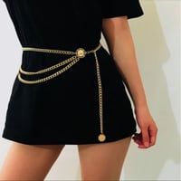 三連ドレープウエストコインチェーンベルト/2色展開/アクセサリー
