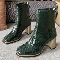裏起毛クロコ型押しショートブーツ/3色展開/22.5〜24.5cm/2021AW