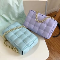 パステル2タイプチェーンレザー編みショルダーバッグ/鞄/2色展開/2021 SS