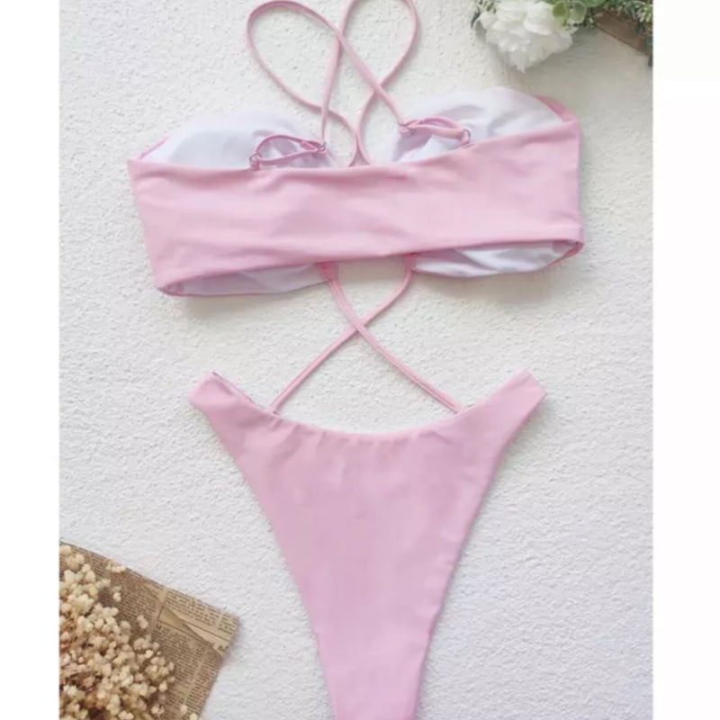 セクシークロスストラップ付きビキニ/水着/S.M.L/3色展開/2022SS