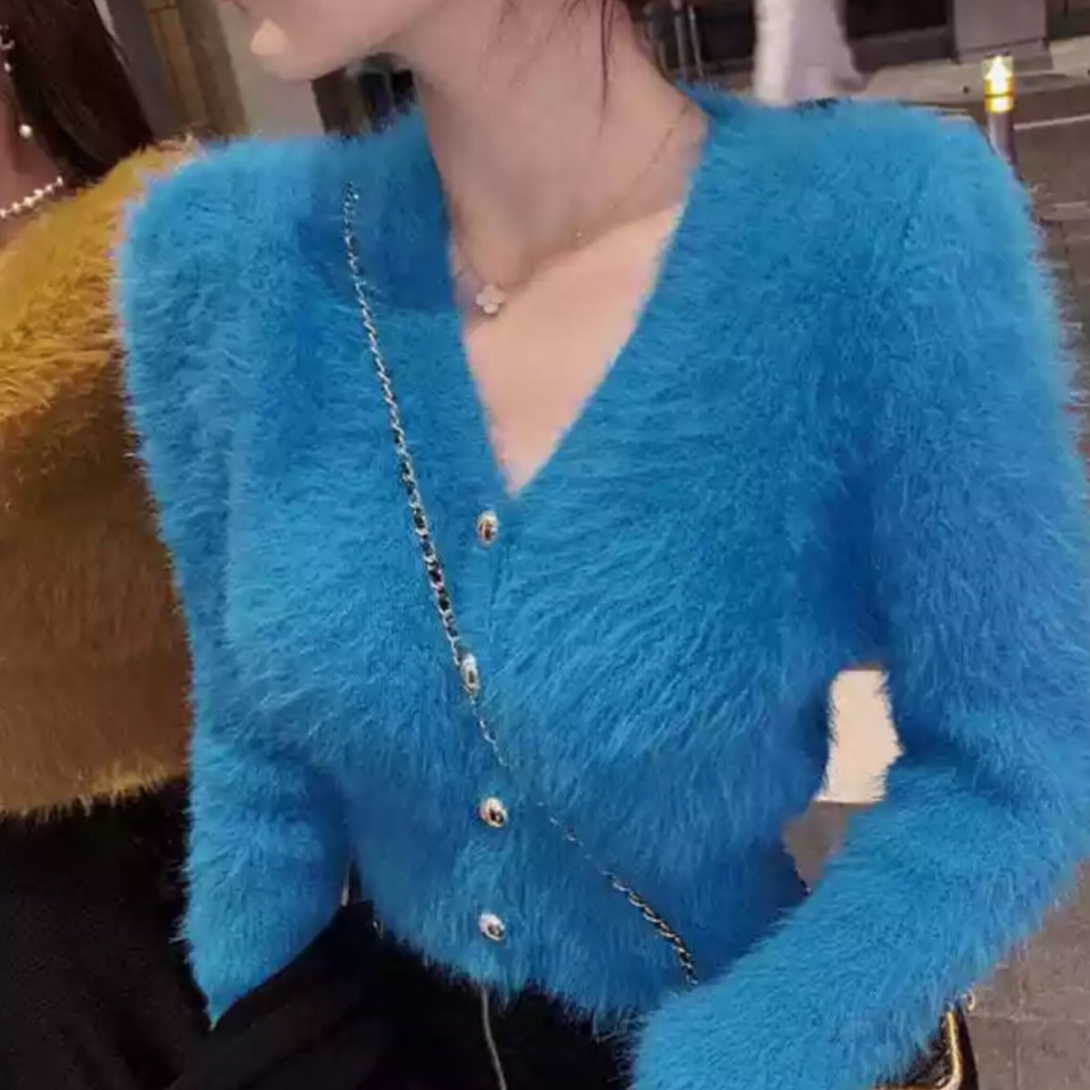 モヘアファーニットカーディガン/3色展開/ ワンサイズ/2022AW