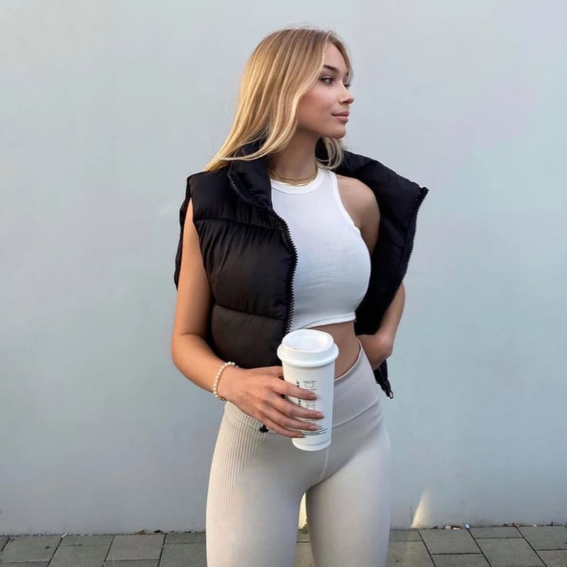 中綿クロップドダウンベスト/7色展開/S.M.L/2022SS | trendgossip