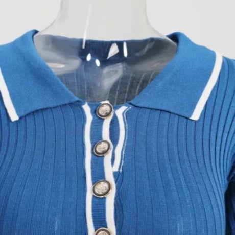 ポロリブニットクラシックワンピース/S.M.L/2023SS