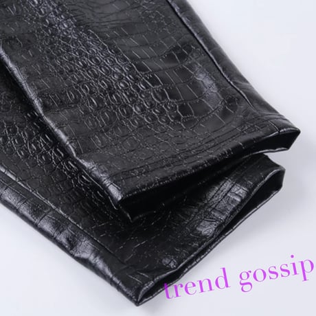 【Black M即納】ハイウエストクロコフェイクレザースキニー/2色展開/XS～L/2020SS