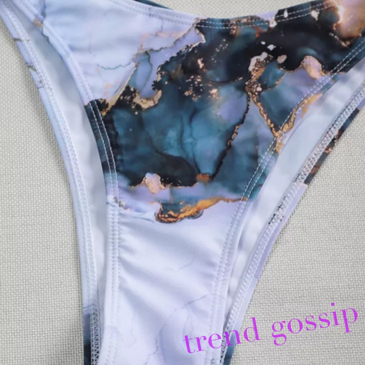 大理石柄ビーチカバー付きビキニ/水着/2色展開/S〜XL/2021SS | trendgossip